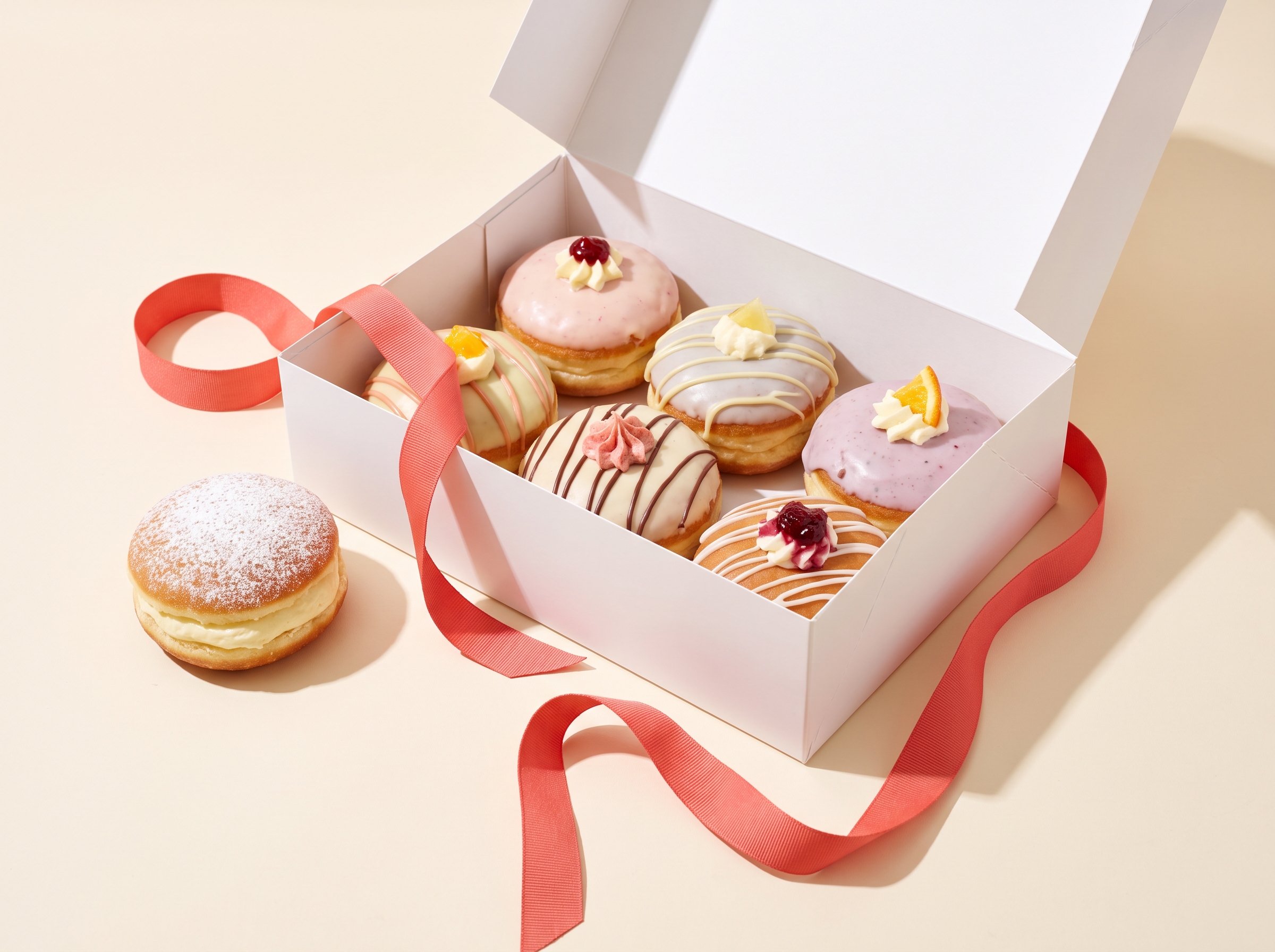 A gift box of assorted Greedy Donut cream-filled donuts